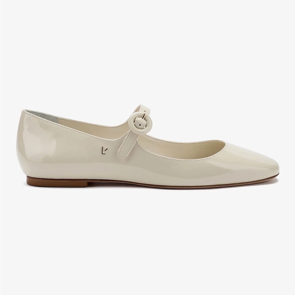 LARROUDÉ Patent Leather Blair Ballet Flats - Ivory